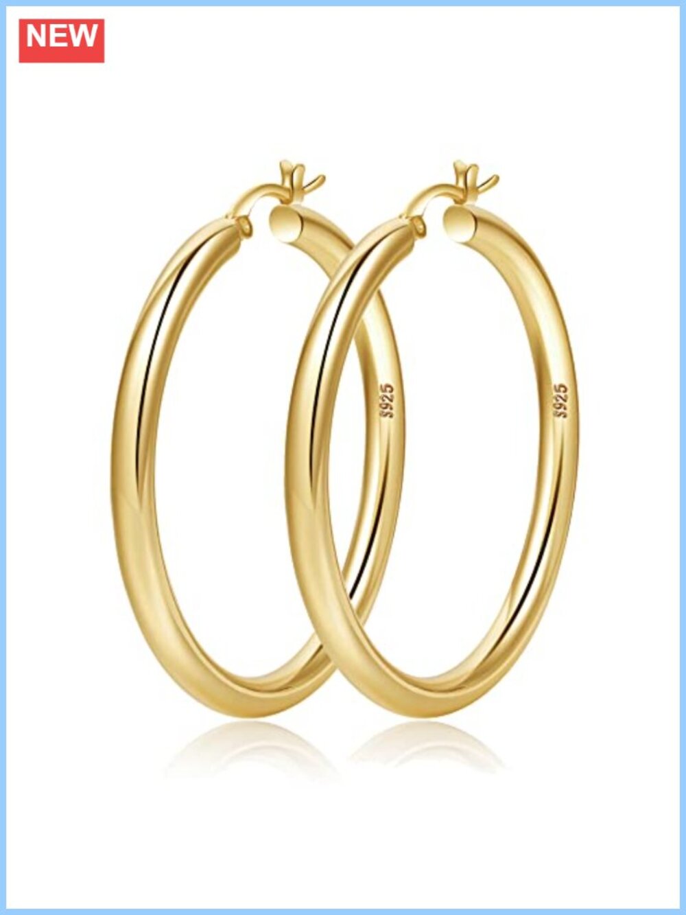 4mm Thick Chunky Gold Hoop Earrings Sterling Silver Post Hypoallergenic